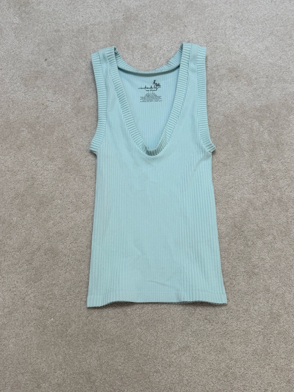 Free People Soft Ribbed V-Neck Tank - Light Aqua